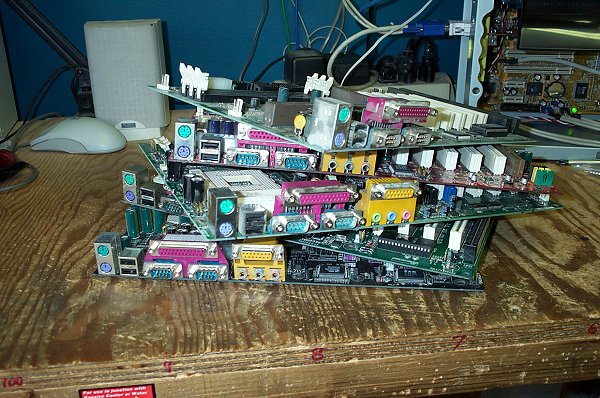A pile of dead mainboards